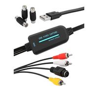 GCNWW VHS to Digital Converter, Practical USB 1080P Video Capture Card, Convert Hi8 VHS DVD Mini DV to Digital for Windows PC Mac