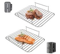 GCQ 2PCS Air Fryer Wire Rack for Ninja SL400UK 9.5L Double Stack XL 2-Basket Air Fryer, Stainless Steel Air Fryer Accessories Roasting Steamer Grill Racks Baking Tray Rack,Dishwasher Safe