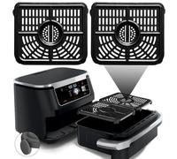 GCQ Air Fryer Grill Pan for Ninja Foodi 11 Quart 7-in-1 MegaZone XL FlexBasket Air Fryer, 2 Packs Replacement Air Fryer Crisper Plate Grill Plate Tray Accessories with Rubber Bumpers, Dishwasher Safe