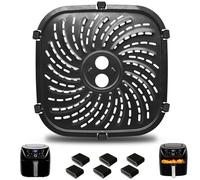 GCQ Air Fryer Replacement Parts for PowerXL Vortex Pro 5.7L Air Fryer Cooker, Oval 8.67''*8.67''Food Grade Stainless Steel Air Fryer Accessories Grill Pan Crisper Plate Tray Rack with Rubber Bumpers