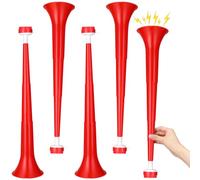 GCQJOQ 4 Pcs Stadium Horn 21 Inch Vuvuzela Plastic Collapsible Cheering Trumpets for Sporting Events Football Carnival Party Supplies (Red)