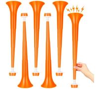 GCQJOQ 6 Pcs Collapsible Stadium Horn, 21 Inch, Plastic Vuvuzela Trumpet Noisemakers for Sports Events, Carnivals, Parties, Orange