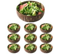 Gcroet 10PCS Coconut Bowls, 300ml Biodegradable Coconut Shells Bowl with Non Slip Base for Salad, Yogurt, Fruit, Dessert, Kitchen, Vegan Gifts.