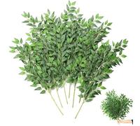 Gcroet 10PCS Italian Ruscus Greenery Stems, 26 Inch Green Artificial Leaves, Plastic Faux Greenery Stems for Wedding Bouquet Arch Table Centerpiece Home Decor.
