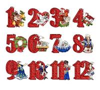 Gcroet 12 Days of Christmas Ornaments 24PCS 3.2" Wooden Numbers Christmas Tree Ornaments Vintage Hanging Decor for Xmas Holiday Party Supplies Style 1.