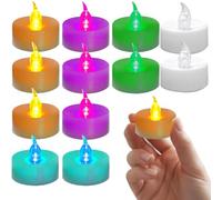 Gcroet 12PCS Battery Tea Lights, Flickering Flameless Candles with Multicolor Glow, Safe LED Tea Light for Wedding Centerpieces, Holiday, and Party Decor..