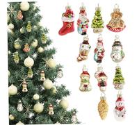 Gcroet 12Pcs Christmas Tree Ornaments Colourful Mini Glass Baubles with Rope Hanging Vintage Christmas Ornaments for Xmas Tree Party Decorations.