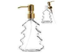 Gcroet 1PC Christmas Soap Dispenser 6in Tree Shaped Glass Soap Dispenser with Pump Empty Lotion Bottles for Xmas Decor, Kitchen, Bathroom