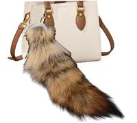 Gcroet 1PC Fox Tail 16inch Decorative Furry Tail Keychain with Clasp for Key Handbag Bag Cosplay