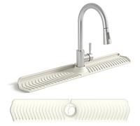 Gcroet 1PC Kitchen Sink Splash Guard, 30in Silicone Sink Faucet Mat with Anti-Slip Texture Multi-purpose Splash Guard for Countertop, Beige