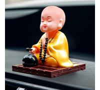 Gcroet 1PC Little Buddha, Car Ornament Solar Power Monk Bobblehead Buddha Statue for Dashboard, 3.5 Inch Buddhist Decor for Good Vibes and Vehicle Decoration