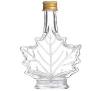 Gcroet 1PC Maple Syrup Bottles, 250ml Reusable Leaf Shaped Glass Syrup Bottle with Lids, Food Grade Portable Canning Jars for Storing Liquids, Oils, Perfumes.