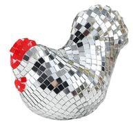 Gcroet 1PC Mirror Ball Acrylic Chicken Figurine 6.7x5.3in Cool Reflective Chicken Shape Disco Ball Decor for Home, Wedding, Party Decorations