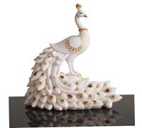 Gcroet 1PC Peacock Statue, Resin Peacock Ornaments Sculpture, Detailed Animal Figurines Elegant Desk Ornament Gifts for Living Room