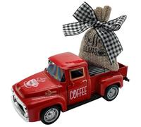 Gcroet 1PC Red Truck Christmas Decor Alloy Toy Trucks with Coffee Beans Sack Festive Atmosphere Christmas Table Decorations for Home Cafe, Red