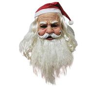 Gcroet 1PC Santa Mask with Hat Realistic Free Size Full Beard Wrinkled Santa Claus Mask Latex Simulation Christmas Mask for Party Cosplay Costume
