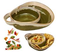 Gcroet 1PC Soup and Sandwich Plate Combo Ceramic Soup and Sandwich Plate with Handle Retro Stoneware Bowls & Side Bowls Easy to Clean for Breakfast Army Green.