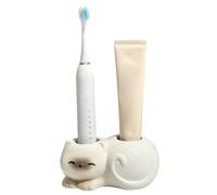 Gcroet 1PC Toothbrush and Toothpaste Holder, Ceramic Cat Toothbrush Holder with Siamese Design Cute Bathroom Organizer and Decor