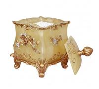 Gcroet 1PC Toothpick Holder, Decorative Resin Q-Tip Dispenser with Lid, Dual Compartment Vanity Organizer for Bathroom Counter, Kitchen, Dining Table Decor