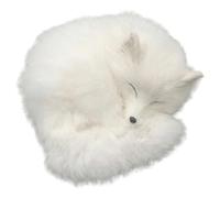 Gcroet 1PC White Fox Stuffed Animal, Realistic Fox Figurine Handcrafted Home Decor with Soft Faux Furs, Desk Ornament for Living Room, Office, Shelf