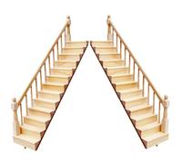 Gcroet 2Pcs 1 12 Scale Dollhouse Furniture, Wooden Miniature Stairs Dollhouse Furniture Right and Left Armrest Handrail DIY Unpainted Staircase for Accessories.