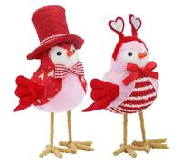 Gcroet 2Pcs Bird Figurines, Valentine's Day Figurines Red Love Bird Statues for Home Decor, Polyester Set with Heart Banner for Mantel, Tabletop, Tiered Tray.