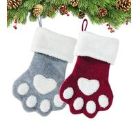 Gcroet 2PCS Cat Christmas Stocking Hanging Dog Paw Shape Christmas Stockings for Xmas Tree Fireplace Mantel 10x15.4 Inch.