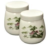 Gcroet 2Pcs Egg Coddler, 220ml Vintage Ceramic Coddled Egg Cups with Lids for Quick and Easy Breakfast or Elegant Display..