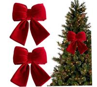 Gcroet 2PCS Velvet Bows for Christmas Tree Burgundy Bow Tree Topper for Xmas Wedding Birthday Party Wreaths Mantle Front Door Porch 9.1x7.1 inch.
