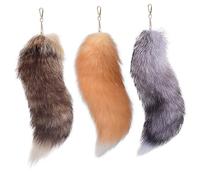 Gcroet 3 Pcs Therian Tail, 15.8 Inch Long Therian Fox Tail with Clasp, Halloween Soft Fluffy Fox Tail Keychain, Hanging Fox Tails for Women Adult Handbag Backpack ...