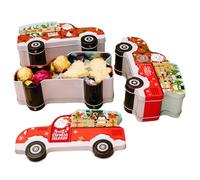 Gcroet 3Pcs Christmas Cookie Tins with Car Shape & Christmas Pattern Metal Cookie Tins with Cover Compact and Portable Container for Giving & Holiday Treats