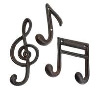 Gcroet 3PCS Music Note Wall Hooks Heavy Duty Decorative Hooks for Hanging Heavy Coats, Robes, Bags, Tools, Cast Iron Wall Mounted Organizer