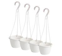 Gcroet 4 Pcs Hanging Baskets PP 6 In Dia Hanging Planter Plant with Drainage Holes & Hook Indoor Outdoor Flower Pots for Dorms, Homes, Offices (White).