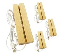 Gcroet 4Pcs LED Light Base, Warn Light Rectangular LED Display Base with Cable Wooden Display Stand for DIY Acrylic Plate, Resin, Glass, Crystal Art..
