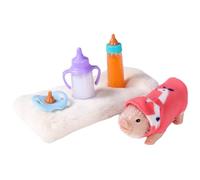 Gcroet 5Pcs Silicone Pig Set, Mini Pig Toy Realistic Baby Piggy Doll with Cloth Silicone Animals Set with Piglet Accessories for Kids Birthday, Christmas..
