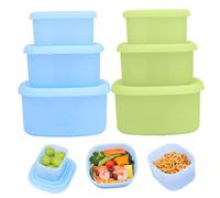 Gcroet 6Pcs/2 Sets Silicone Food Storage Containers, 8 + 16 + 24oz Silicone Lunch Box, Nesting Meal Prep Container for Lunch, Leftovers, Fruits, Green + Blue