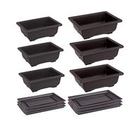 Gcroet 6Sets Bonsai Training Pots and Trays,Rectangle Plant Pot, Plastic Bonsai Training Pots, Flower Succulent Pots with Trays, Durable Planter Plants Growing Pots Container for Garden,Indoor
