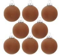 Gcroet 8Pcs Velvet Christmas Ball Ornaments, Brown, Plastic, Classic Style, Hanging, Christmas Occasion