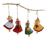 Gcroet Angel Christmas Ornaments 4Pcs 4.7x2.8 Iron Hanging Vintage Christmas Ornaments Cozy for Home Tree Hallway Patio Porch..