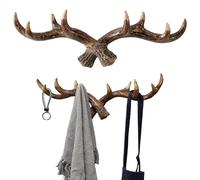 Gcroet Antler Coat Rack Wall Mount, Resin Deer Antler Decor with Hooks for Farmhouse Entryway, Bathroom, and Bedroom Dark Brown..