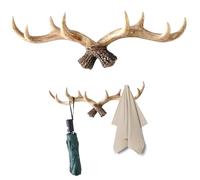Gcroet Antler Coat Rack Wall Mount, Resin Deer Antler Decor with Hooks for Farmhouse Entryway, Bathroom, and Bedroom Light Brown