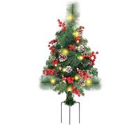 Gcroet Artificial Christmas Tree 23.6'' Plastic Outdoor Christmas Tree with LED Lamp Beads and DIY Ornaments Tripod with Ground Plug Outdoor Decor Battery..