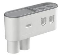 Gcroet Automatic Toothpaste Dispenser with 2 Cups, Toothbrush Holder Wall Mounted No Drill Bathroom Organizer, ABS Storage Shelf Gray..