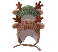 Gcroet Baby Winter Hat 2PCS Cute Reindeer Antlers Warm Toddler Hat Unisex Soft Crochet Knitted for Toddler Girls Boys Christmas.