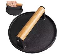 Gcroet Burger Press, 7 Inch Round Cast Iron Tortilla Press with Wooden Handle, Heavy-Duty Steak Weight for Burger Grilled Sandwich Quesadilla Steak..