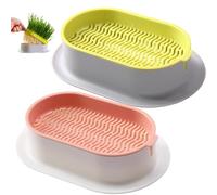 Gcroet Cat Grass Planter, 2-Pack Hydroponic Cat Grass Growing Kit with Drainage, Easy-Grow Indoor Pot for Cats and Small Pets (No Seeds).