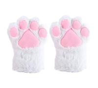 Gcroet Cat Paws 1 Pair Cute Fox Paw Gloves Soft and Skin Friendly Furry Paws Anime Cosplay Plush Therian for Women Adult Halloween Party One Size White..