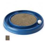 Gcroet Cat Scratching Board - Interactive Round Cat Scratchers for Indoor Cats, Cardboard & Plastic Kitten Toy with Ball Track Toy, Blue.