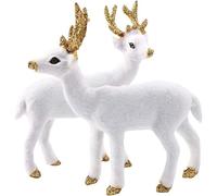 Gcroet Christmas Animal Figures 2Pcs 5.91x5.91 inch White Reindeer Simulation Realistic Standing Deer Decoration for Xmas Home Party Favors Supplies..