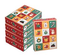 Gcroet Christmas Boxes 5PCS Self-Assembled Xmas Candy Boxes with 12 Empty Small Easy to Tear Window 12 Day Fill Your Own Advent Calendar for Xmas Goody..